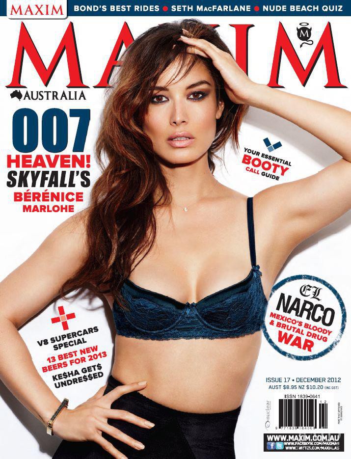 Bérénice Marlohe featured on the Maxim Australia cover from December 2012