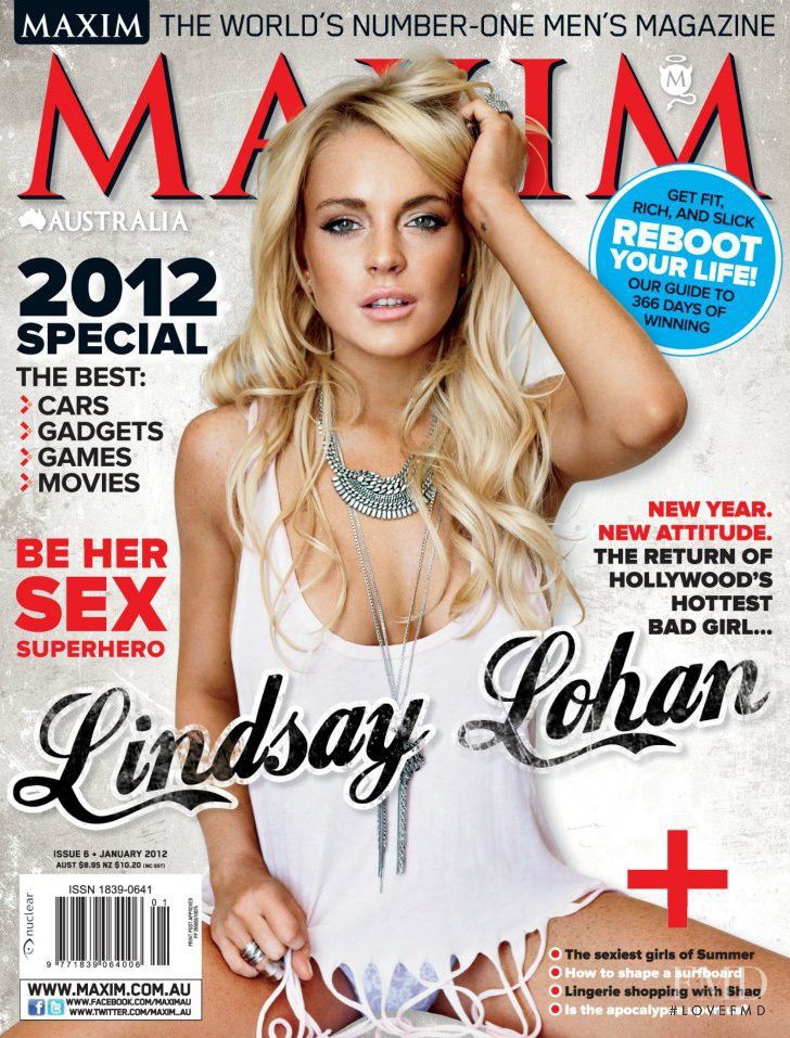 Lindsay Lohan featured on the Maxim Australia cover from January 2012