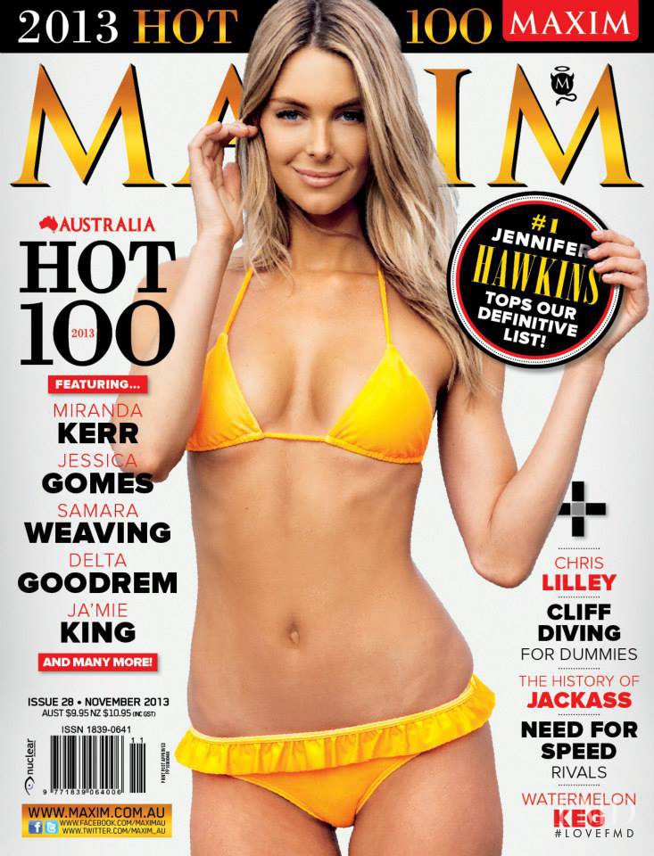 Jennifer Hawkins featured on the Maxim Australia cover from November 2013