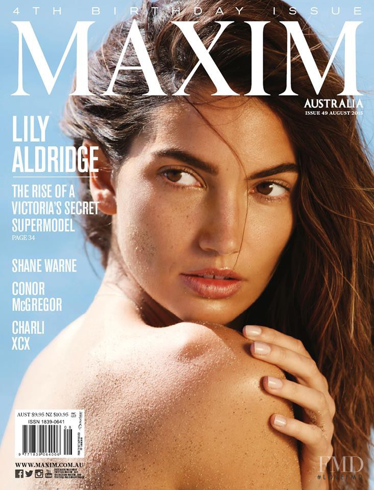 Lily Aldridge featured on the Maxim Australia cover from August 2015