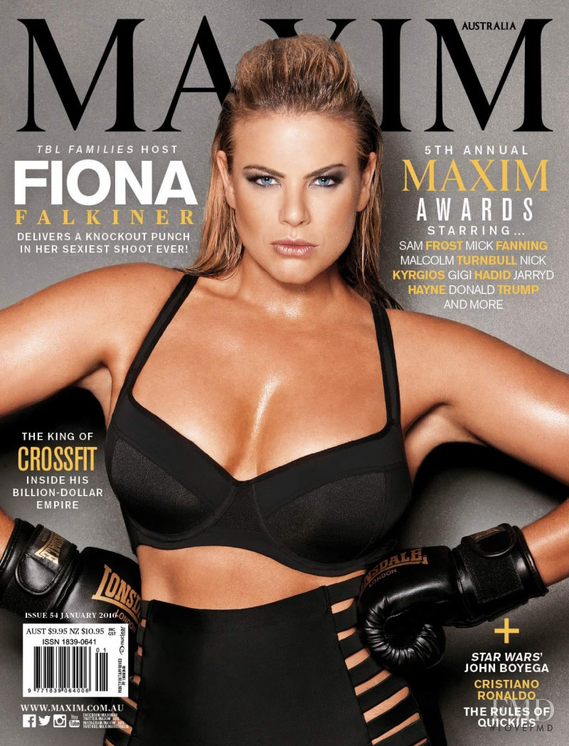 Fiona Falkiner featured on the Maxim Australia cover from January 2016