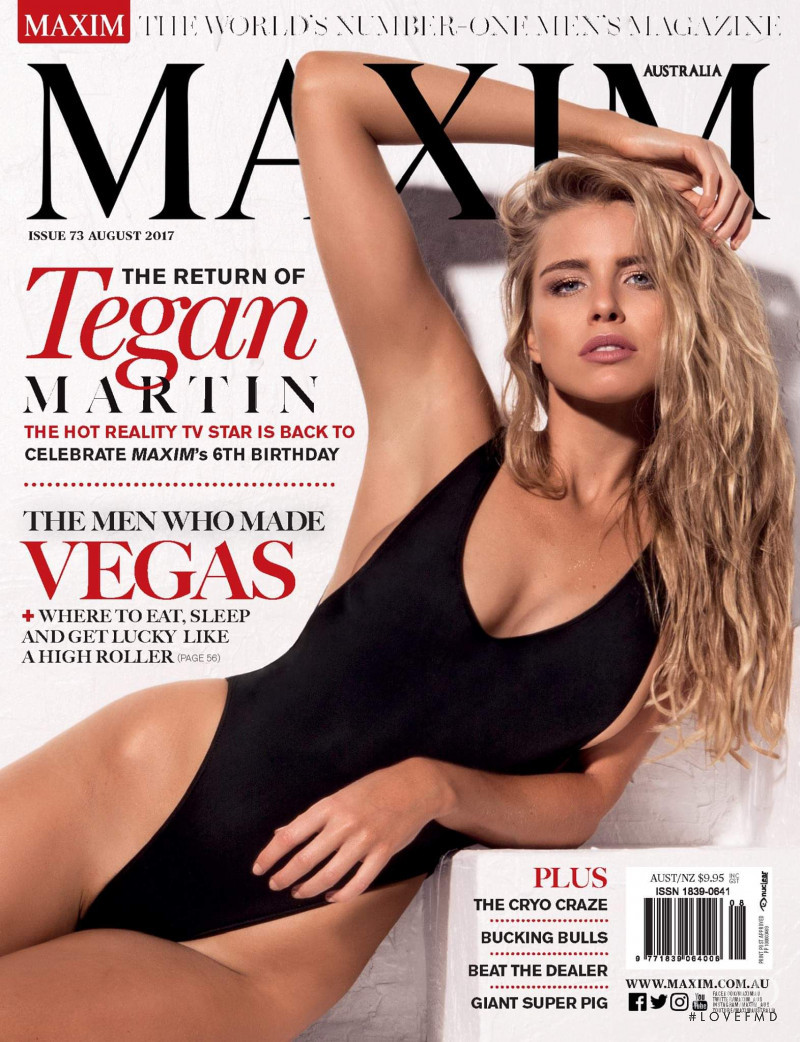 Tegan Martin featured on the Maxim Australia cover from August 2017