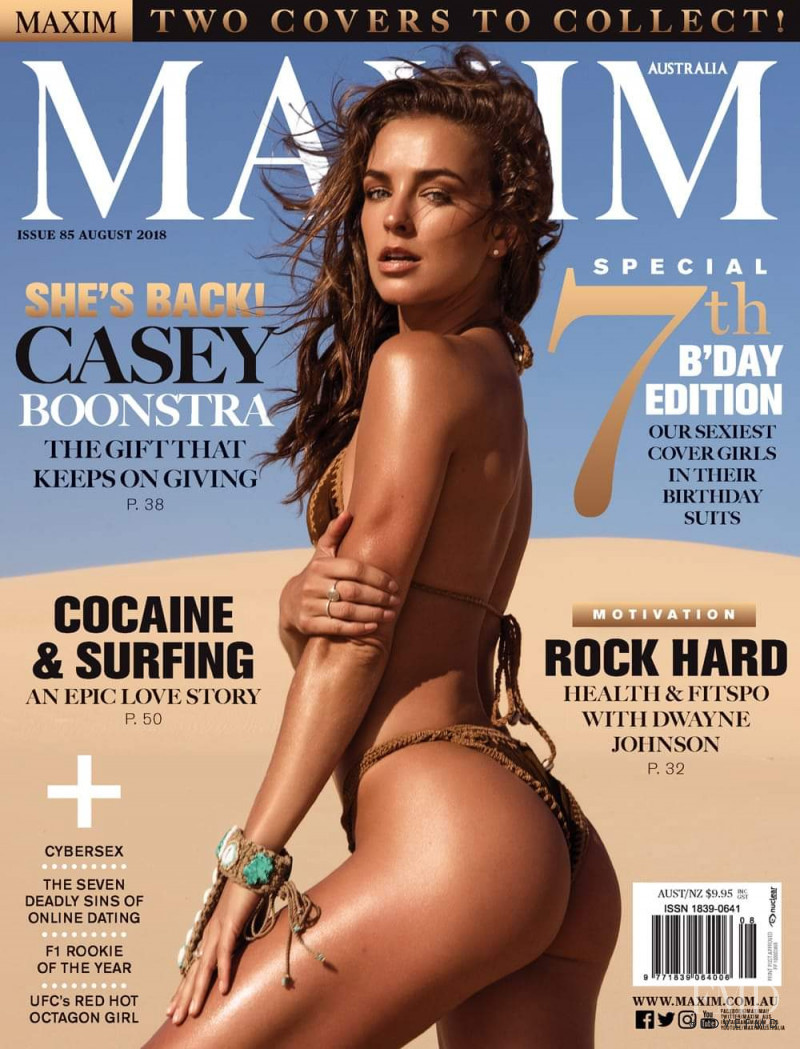 Casey Boonstra featured on the Maxim Australia cover from August 2018