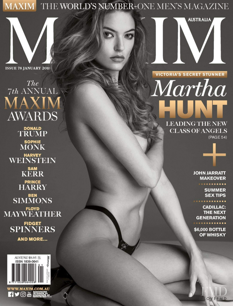 Martha Hunt featured on the Maxim Australia cover from January 2018