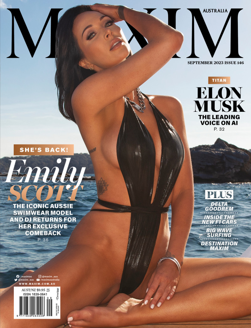 Emily Scott featured on the Maxim Australia cover from September 2023