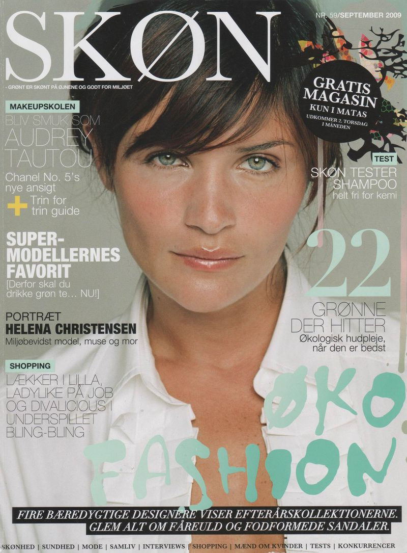 Helena Christensen featured on the Skøn cover from September 2009