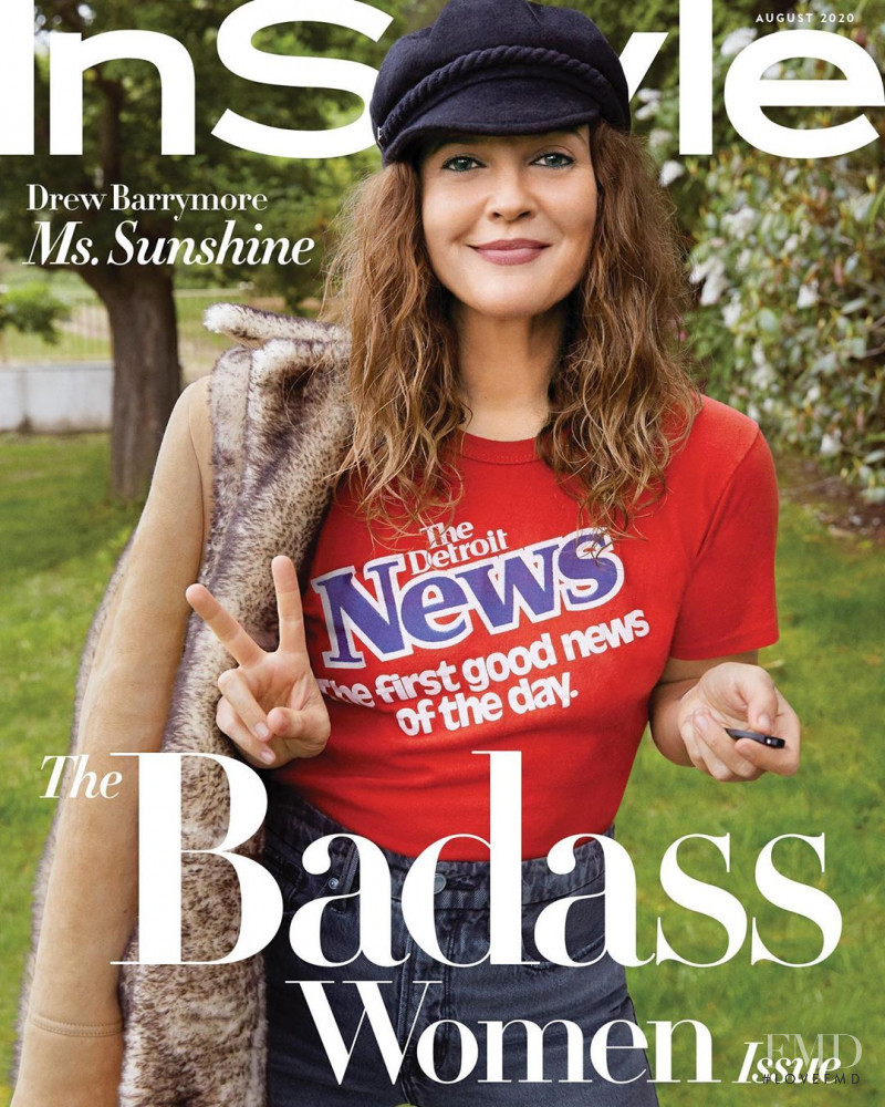Drew Barrymore featured on the InStyle USA cover from August 2020