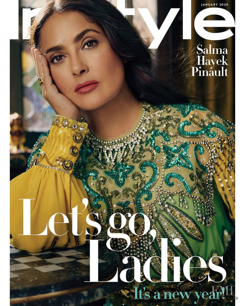 Salma Hayek featured on the InStyle USA cover from January 2020