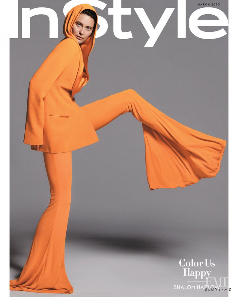 Shalom Harlow featured on the InStyle USA cover from March 2020