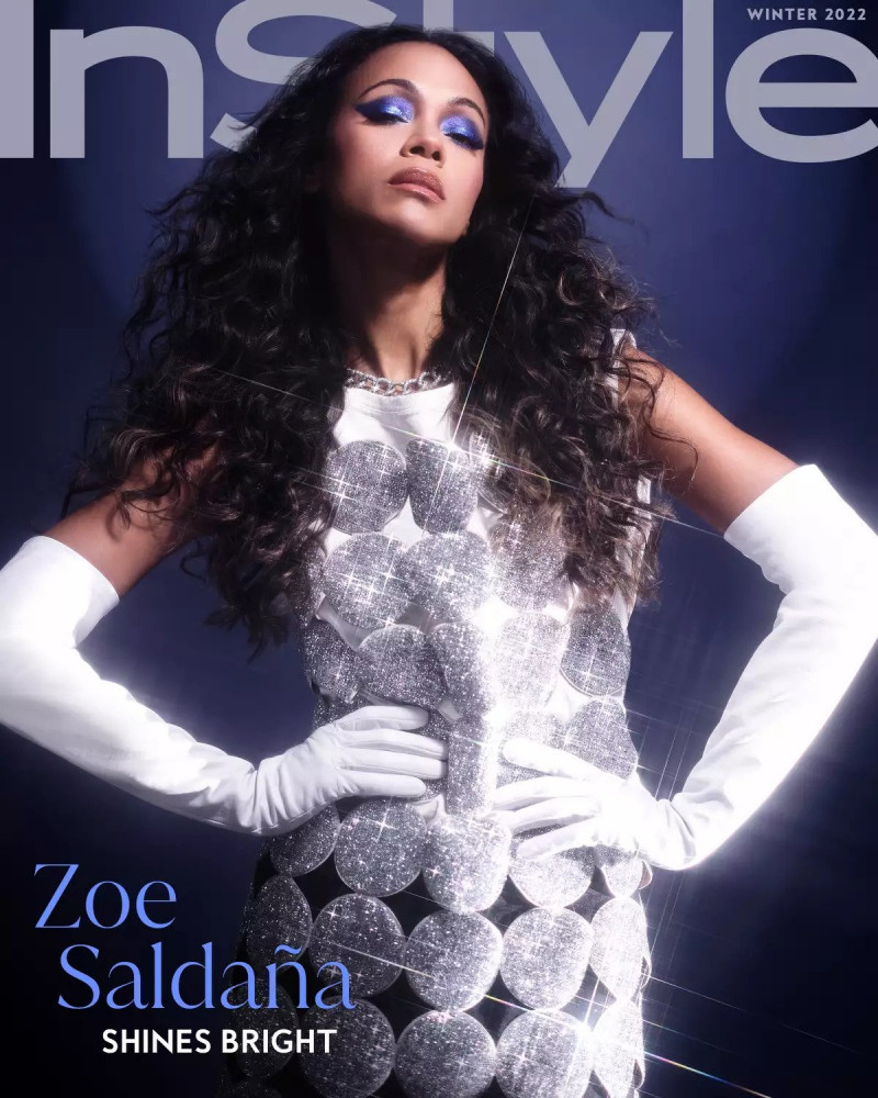 Zoe Saldana featured on the InStyle USA cover from December 2022