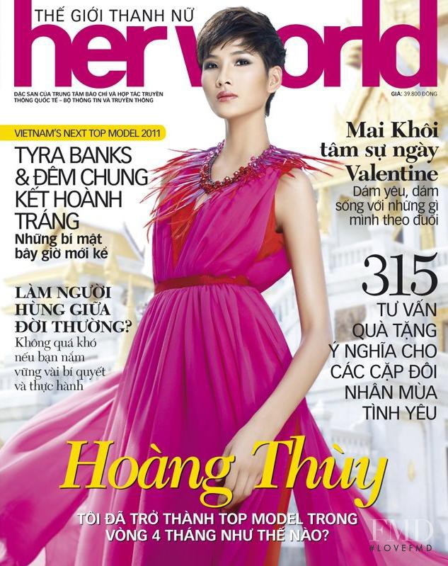 Hoang Thuy featured on the Her World Vietnam cover from February 2012