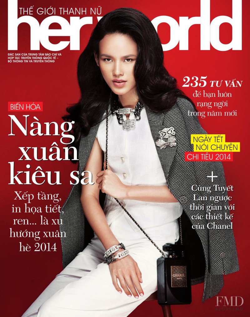 Lan Tuyet featured on the Her World Vietnam cover from January 2014
