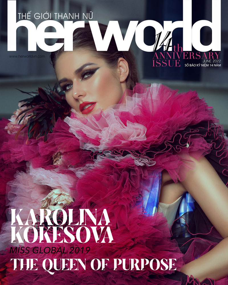 Karolina Kokesova featured on the Her World Vietnam cover from June 2022