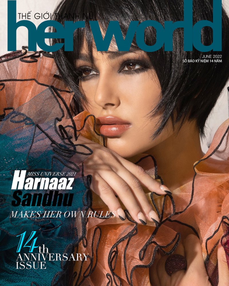 Harnaaz Sandhu featured on the Her World Vietnam cover from June 2022