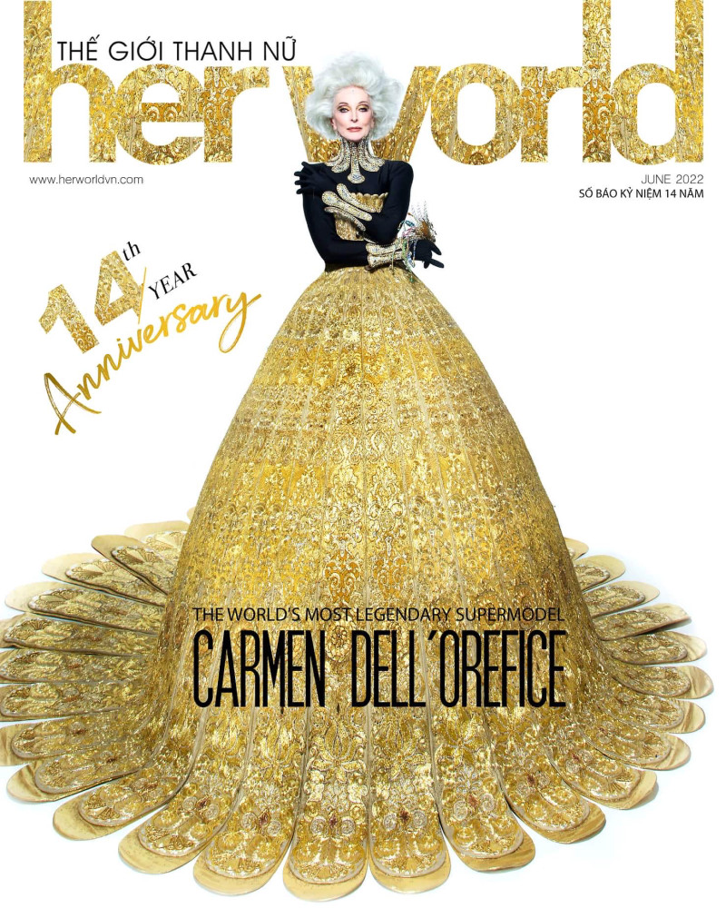 Carmen Dell\'Orefice featured on the Her World Vietnam cover from June 2022