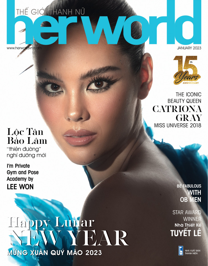 Catriona Gray featured on the Her World Vietnam cover from January 2023
