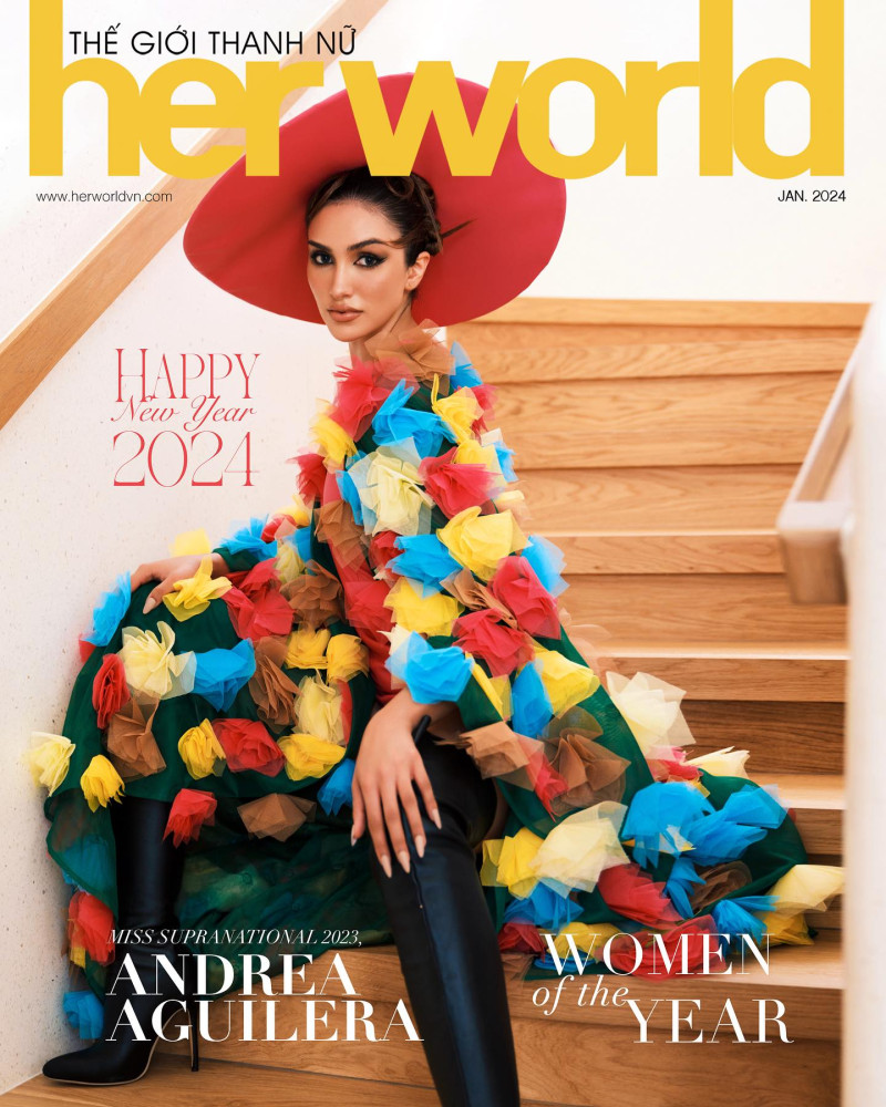 Andrea Aguilera featured on the Her World Vietnam cover from January 2024