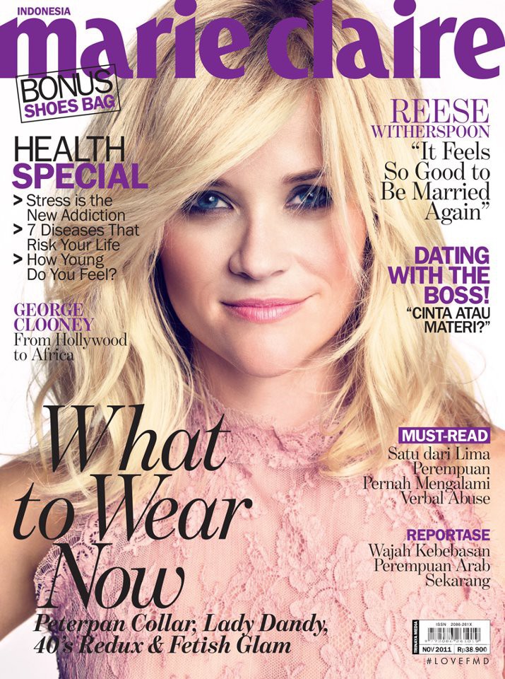 Reese Witherspoon featured on the Marie Claire Indonesia cover from November 2011