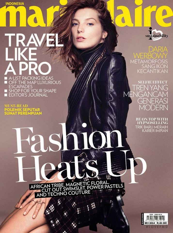 Daria Werbowy featured on the Marie Claire Indonesia cover from May 2014