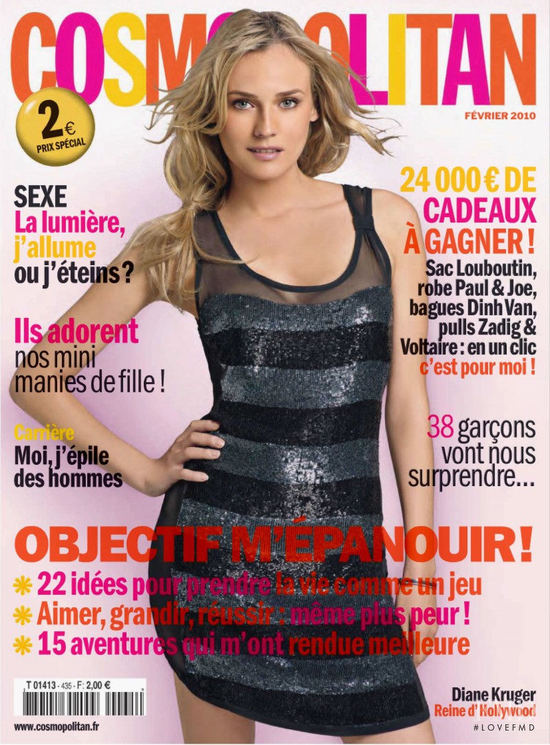 Diane Heidkruger featured on the Cosmopolitan France cover from February 2010