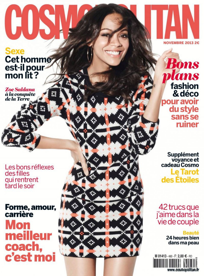 Zoe Saldana featured on the Cosmopolitan France cover from November 2013