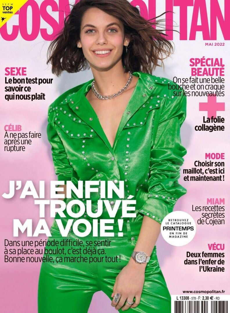 Anna Kindalova featured on the Cosmopolitan France cover from May 2022