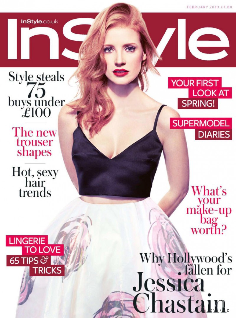 Jessica Chastain featured on the InStyle UK cover from February 2013