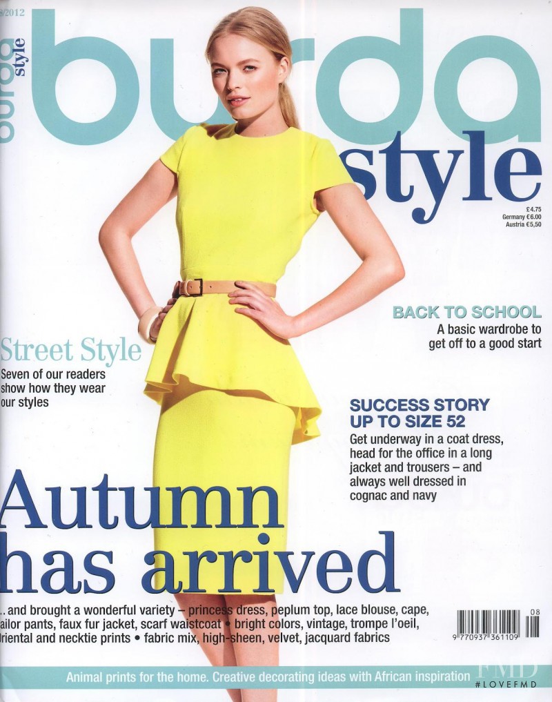 Sophie Reiser featured on the Burda Style UK cover from August 2012