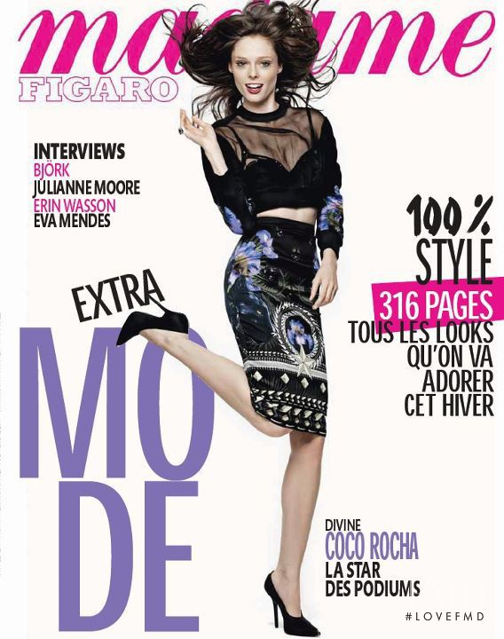 Coco Rocha featured on the Madame Figaro Belgium cover from September 2011