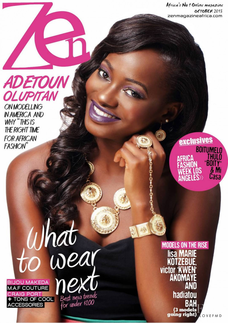Adetoun Olupitan featured on the Zen Magazine Africa cover from October 2013
