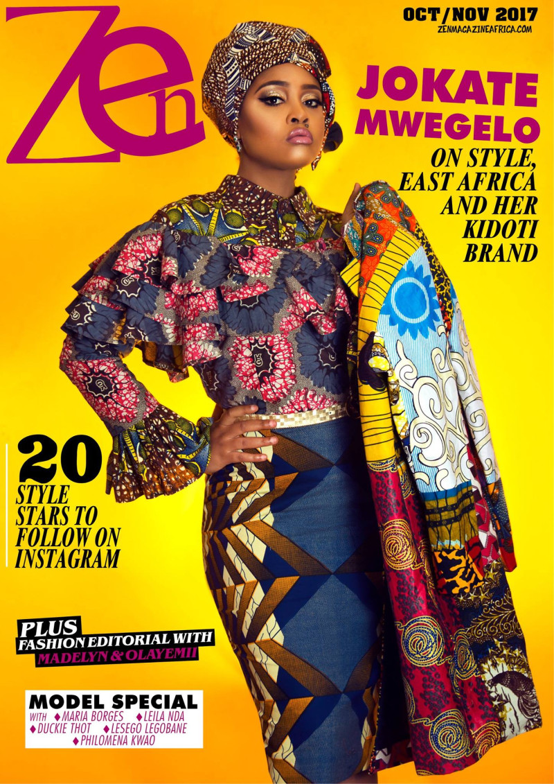 Jokate Mwegelo featured on the Zen Magazine Africa cover from October 2017