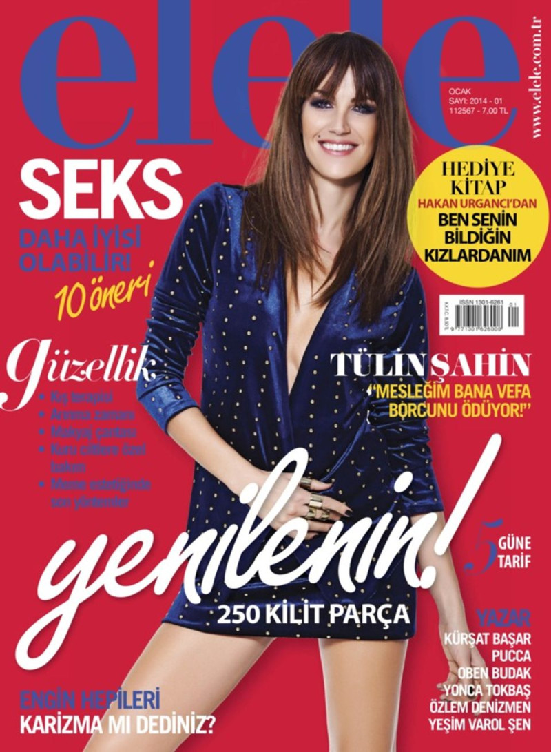 Tülin Sahin featured on the Elele Turkey cover from January 2014