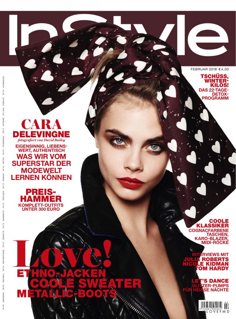 Cara Delevingne featured on the InStyle Germany cover from February 2016