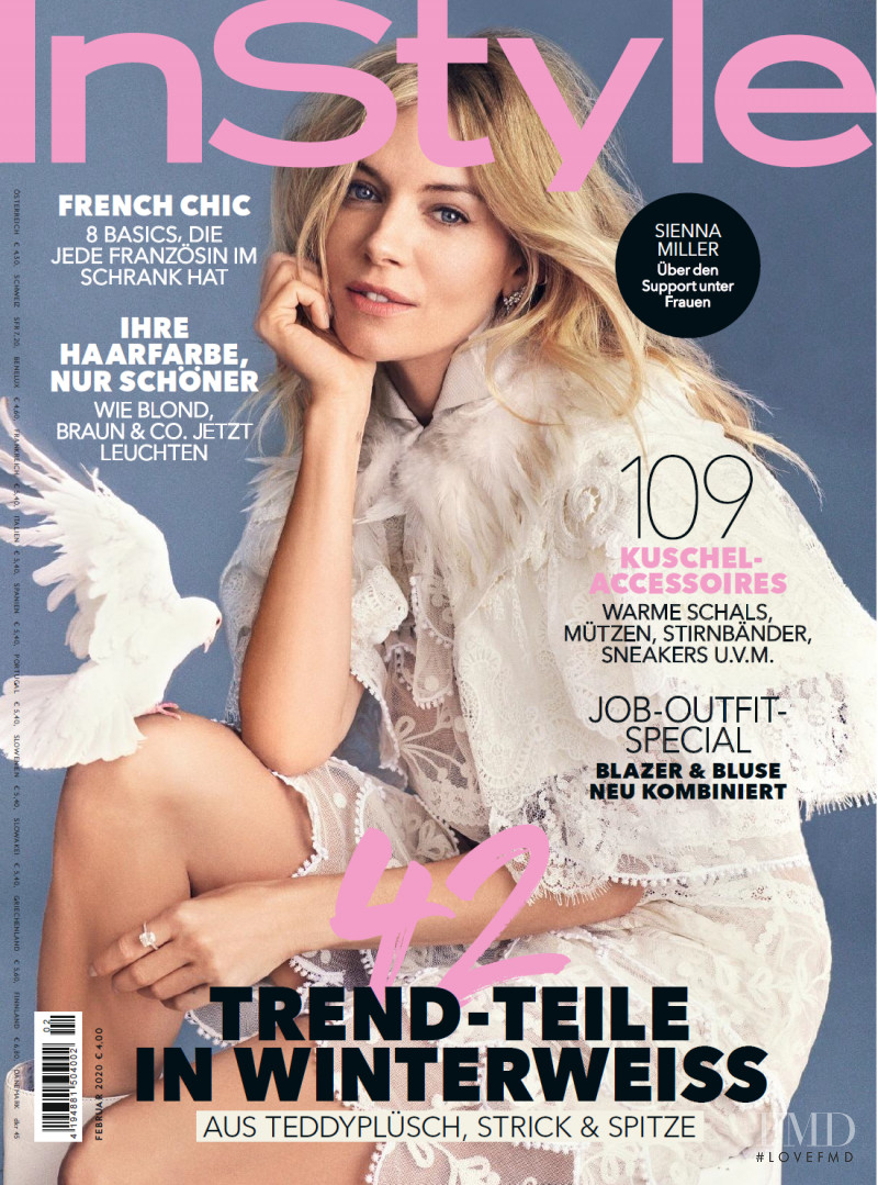 Sienna Miller featured on the InStyle Germany cover from February 2020