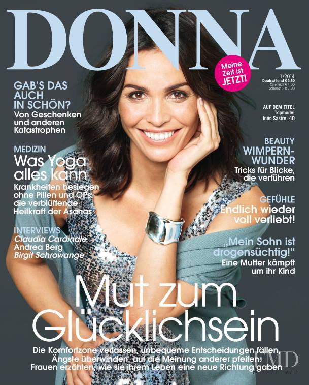 Ines Sastre featured on the Donna Germany cover from January 2014