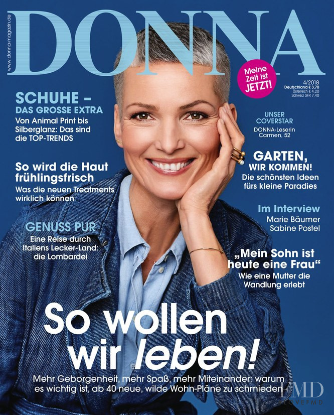 Carmen Pointner featured on the Donna Germany cover from April 2018