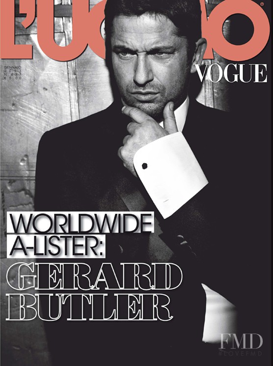 Gerard Butler featured on the L\'Uomo Vogue cover from January 2013