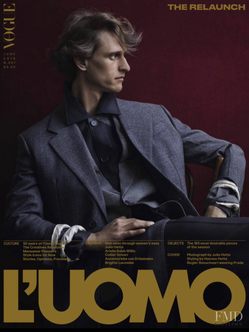 Rogier Bosschaart featured on the L\'Uomo Vogue cover from June 2018