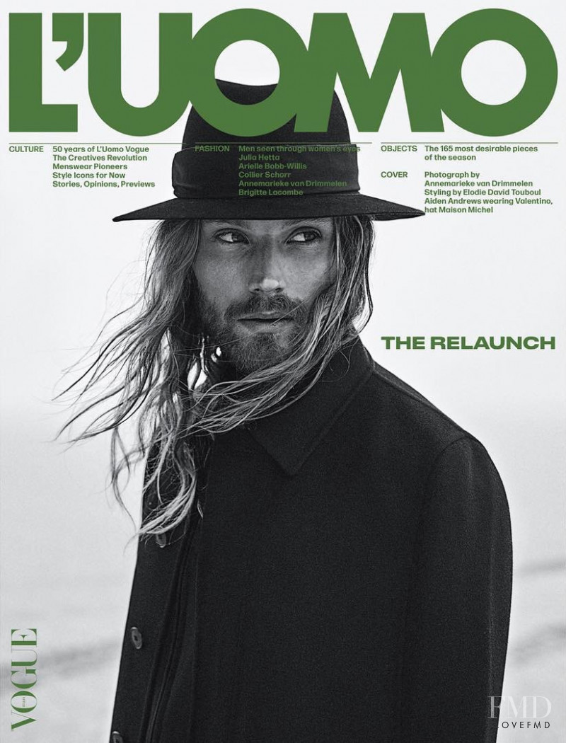 Aiden Andrews featured on the L\'Uomo Vogue cover from June 2018