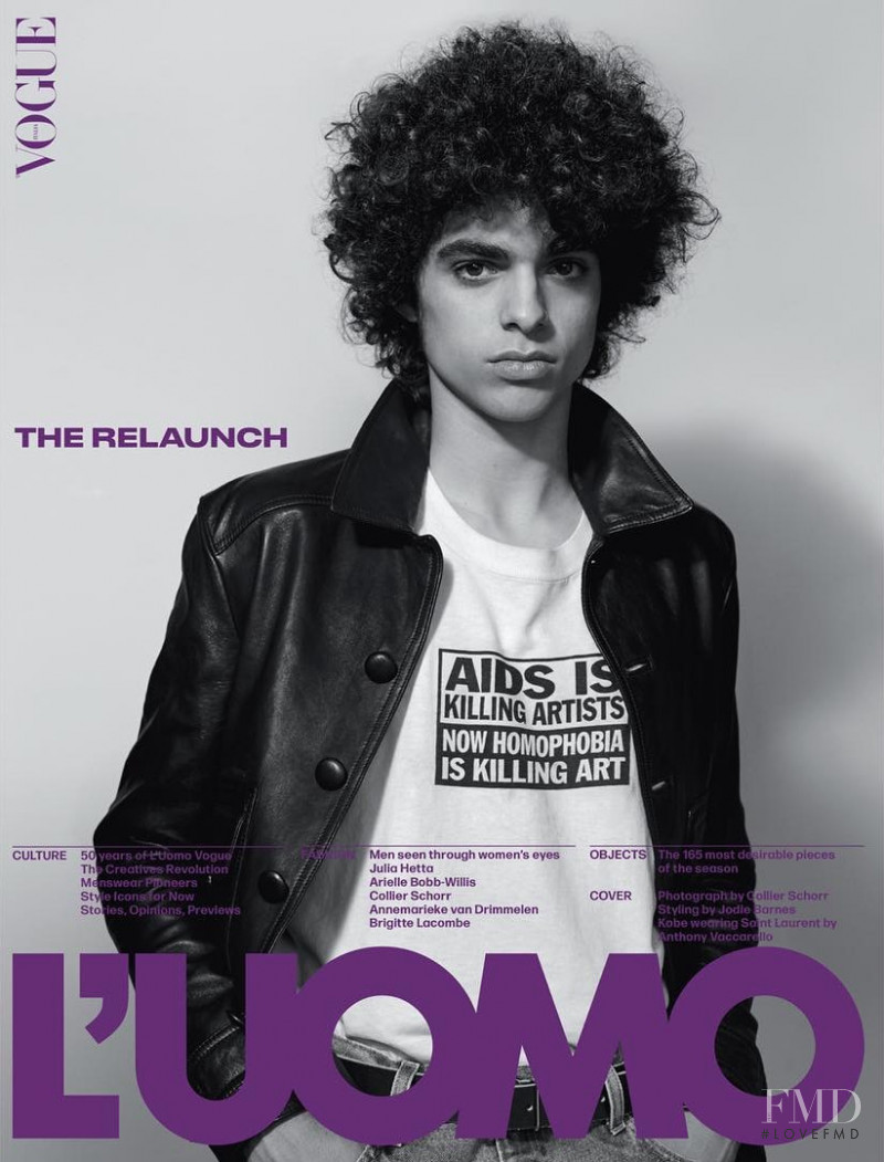 Kobe Delgado  featured on the L\'Uomo Vogue cover from June 2018
