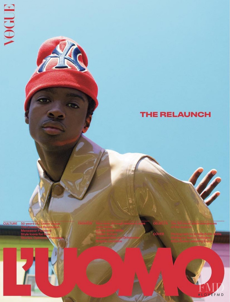 Alton Mason featured on the L\'Uomo Vogue cover from June 2018