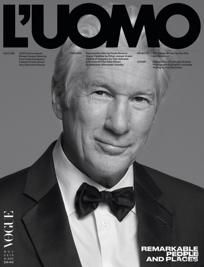 Richard Gere  featured on the L\'Uomo Vogue cover from November 2018
