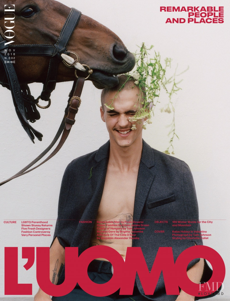 Kolos Halasz featured on the L\'Uomo Vogue cover from November 2018