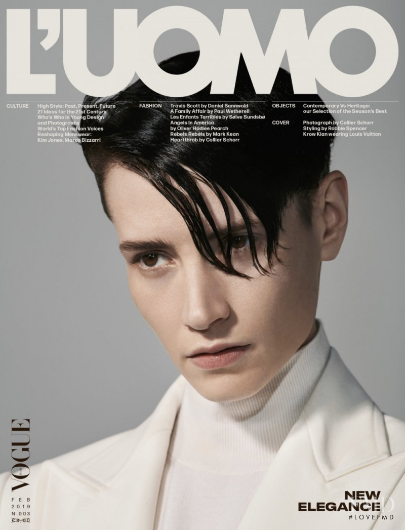 Krow Withak featured on the L\'Uomo Vogue cover from January 2019