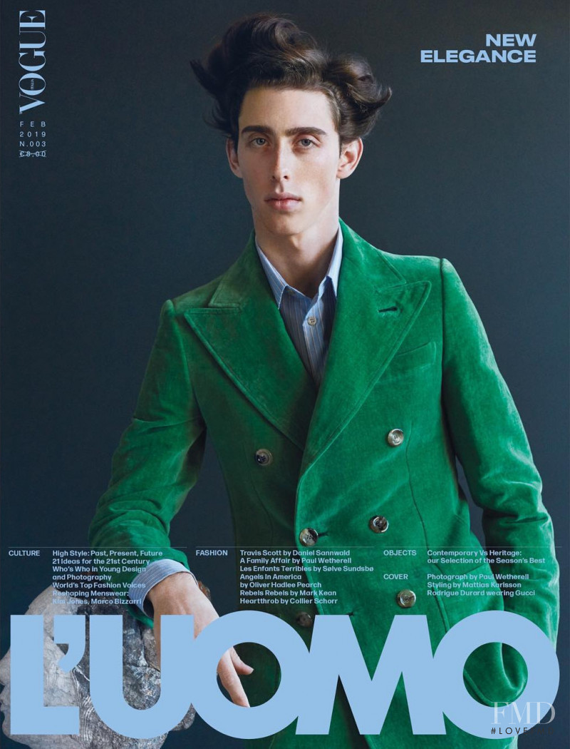 Rodrigue Durand featured on the L\'Uomo Vogue cover from January 2019