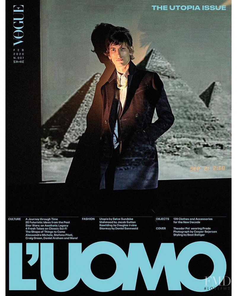 Theodor Pal featured on the L\'Uomo Vogue cover from February 2020