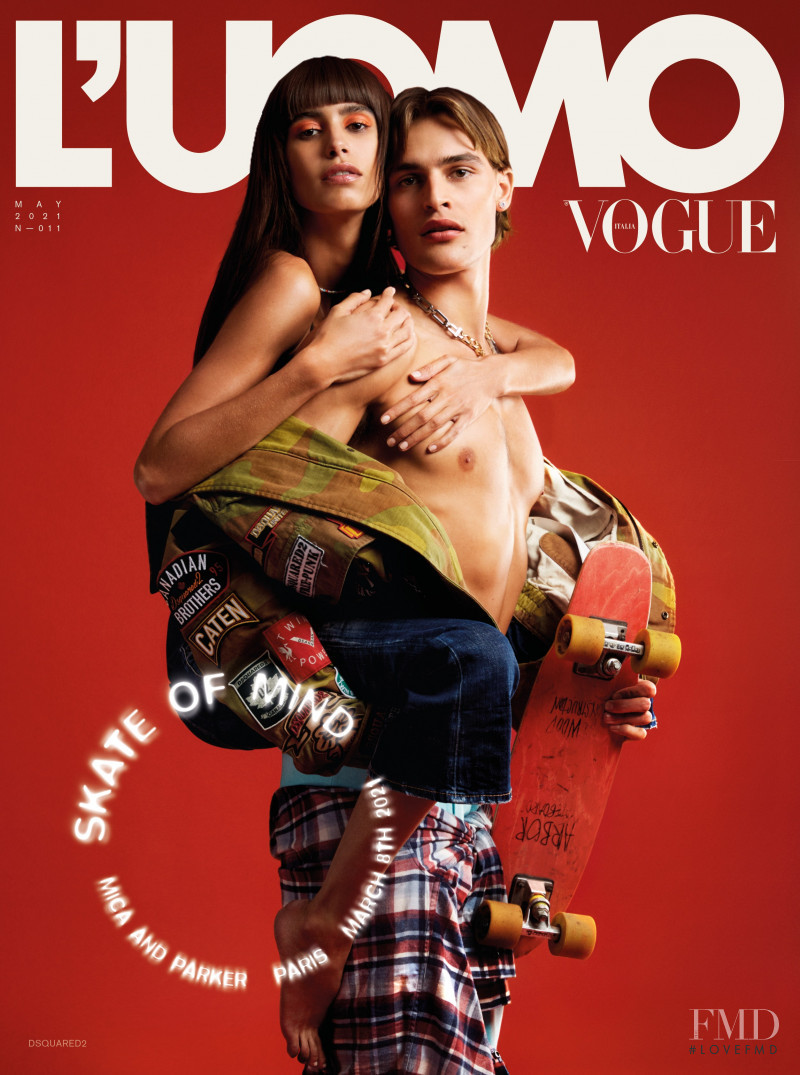 Mica Arganaraz, Parker van Noord featured on the L\'Uomo Vogue cover from May 2021
