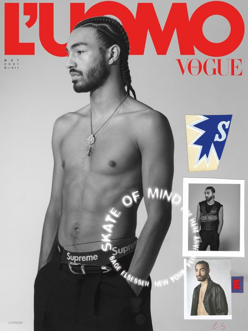 Sage Elsesser featured on the L\'Uomo Vogue cover from May 2021