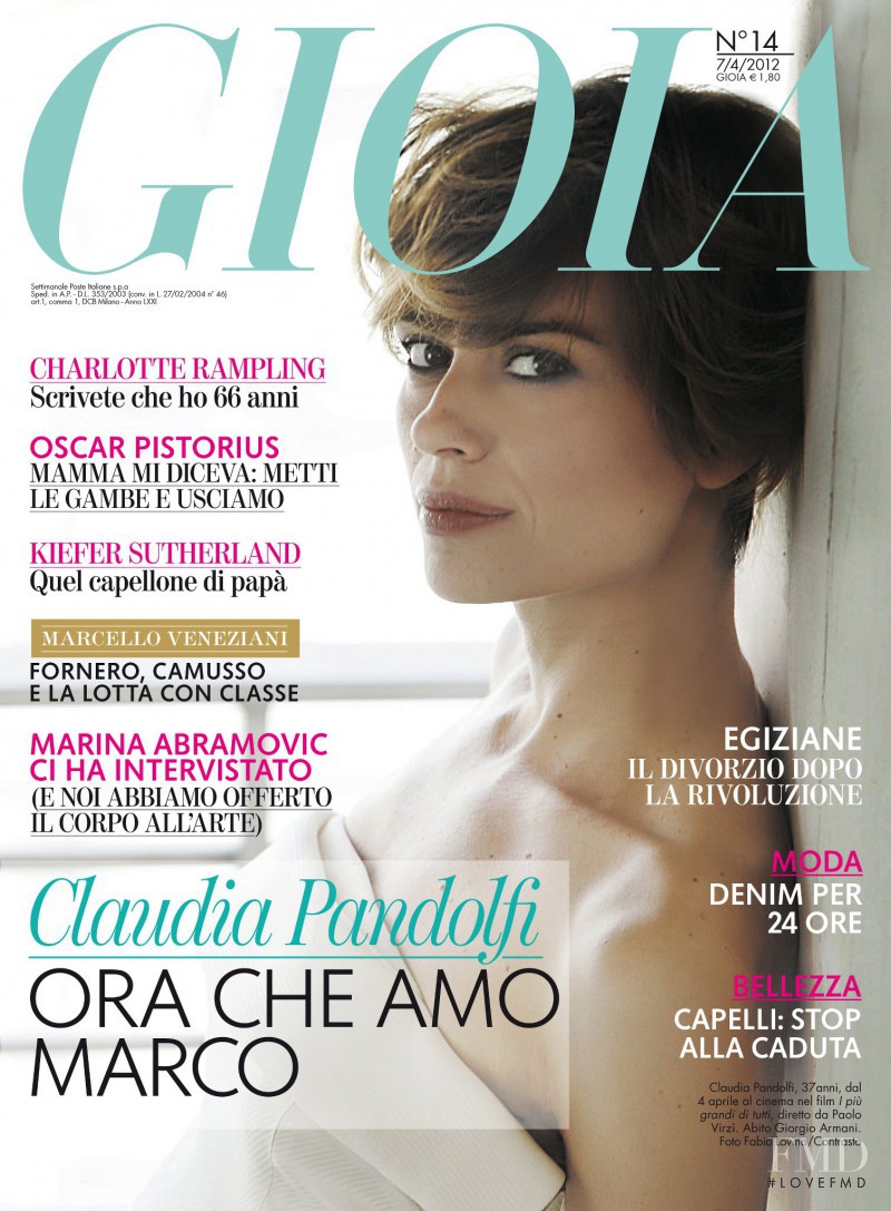 Claudia Pandolfi featured on the Gioia cover from April 2012