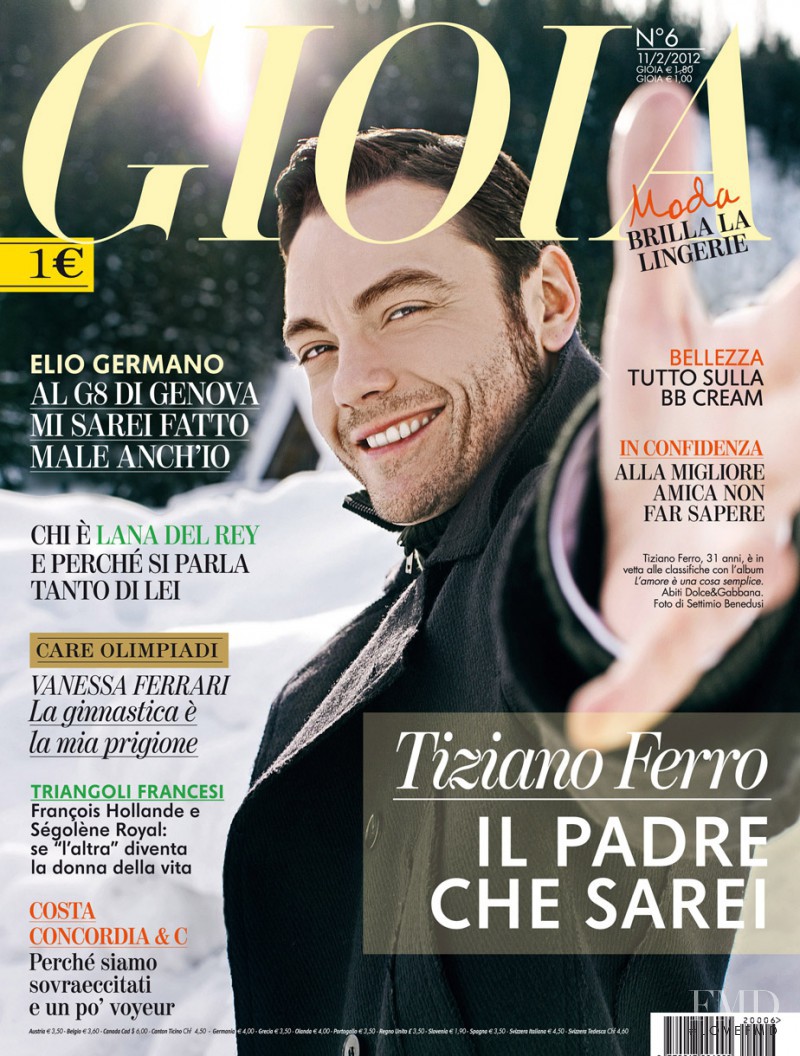 Tiziano Ferro featured on the Gioia cover from February 2012